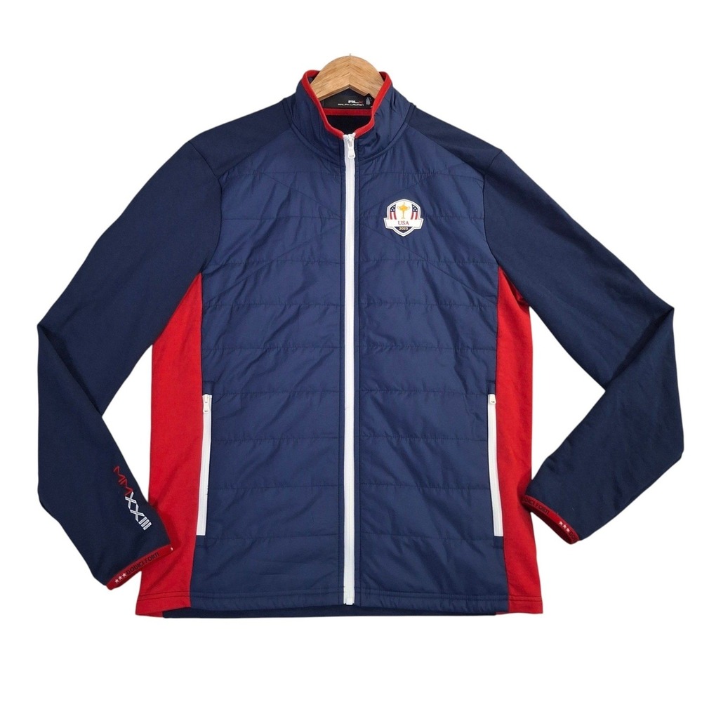 RLX Ralph Lauren Ryder Cup 2023 USA Team Hybrid Jacket Mens Small Navy Red